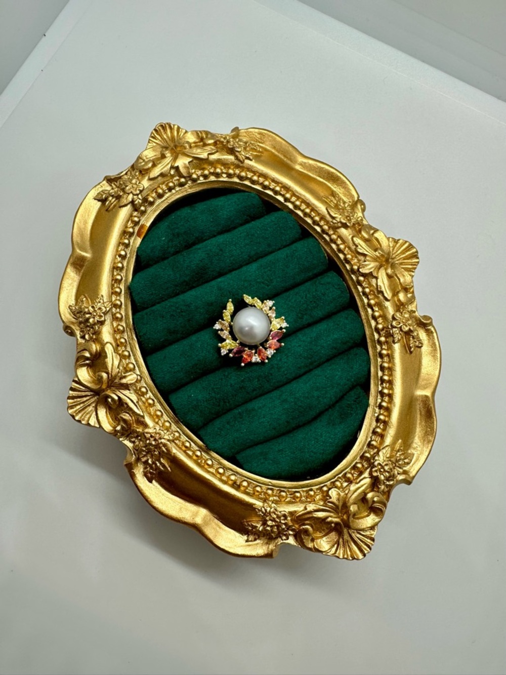 Freshwater Pearl Wreath Pendant 2cm | Gold Tone CZ & Multicolor Stones